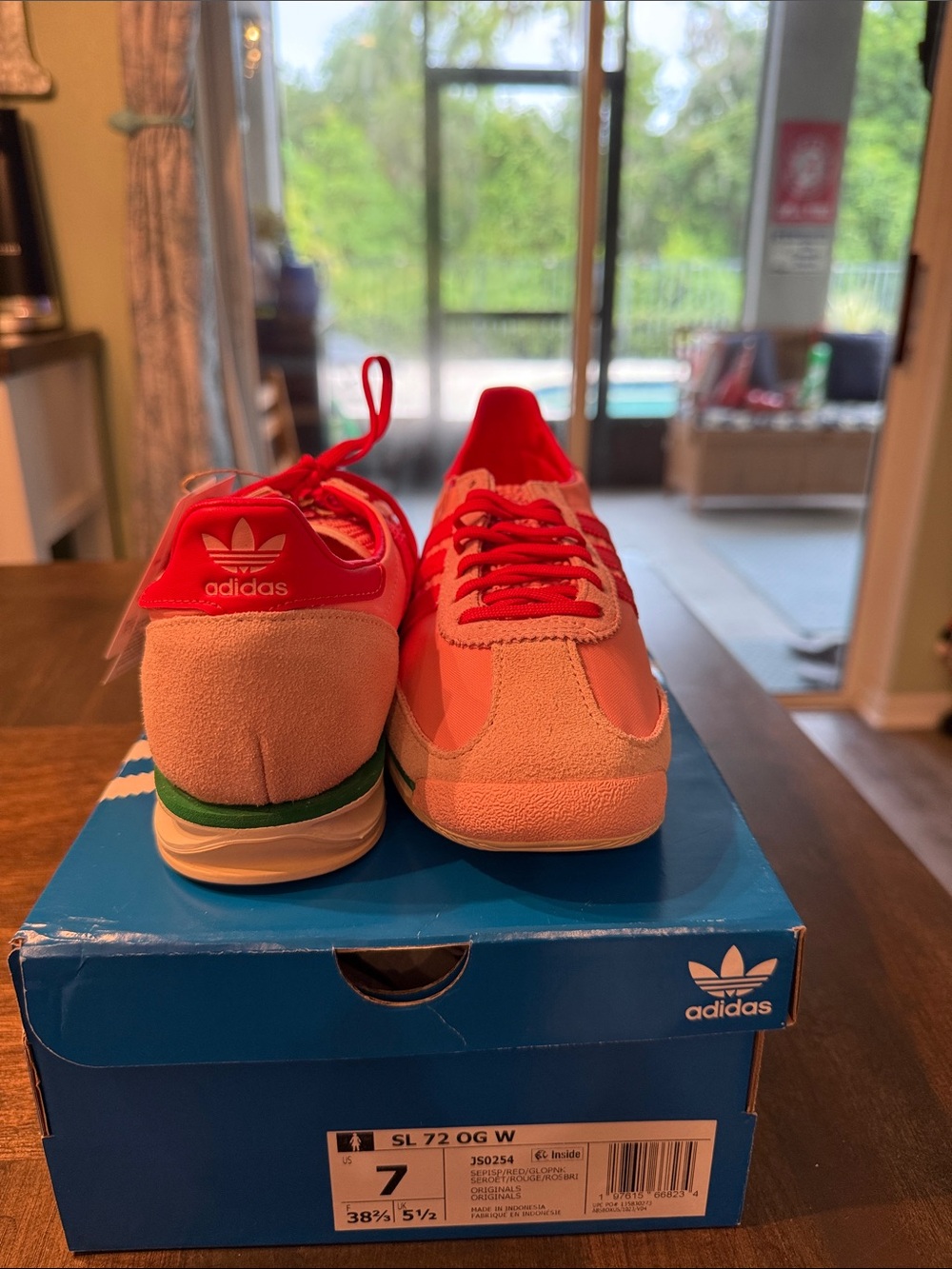 adidas Kids Pink and Red SL 72 Low-Top Sneakers